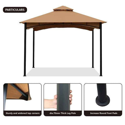 Outdoor Patio Square Steel Gazebo Canopy With Double Roof