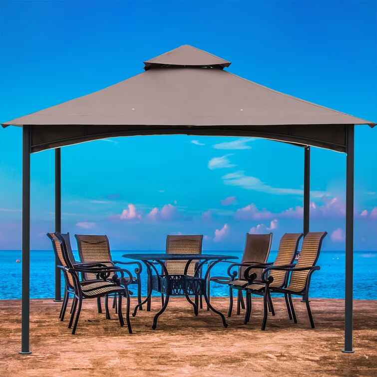 Outdoor Patio Square Steel Gazebo Canopy With Double Roof