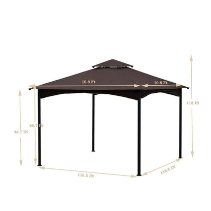 Outdoor Patio Square Steel Gazebo Canopy With Double Roof