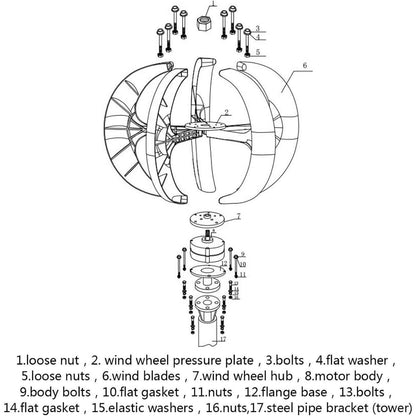 Efficient 3000W Vertical Wind Turbine