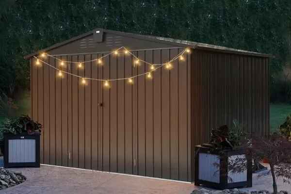 Spacious 10ftx8ft Galvanized Steel Garden Shed with Lockable Door