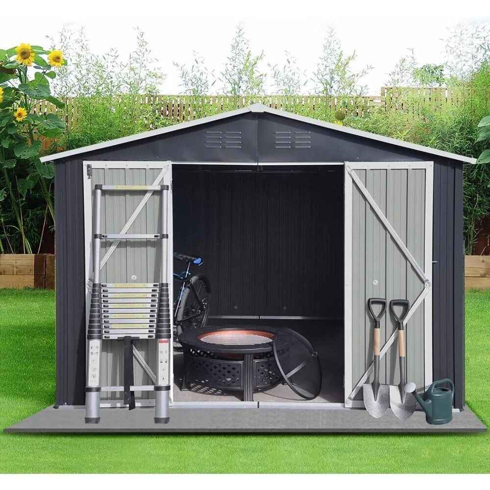 Waterproof 10'x8' Metal Outdoor Storage Shed with Door & Lock - Versatile Garden Tool Shed