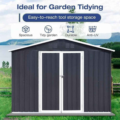 Waterproof 10'x8' Metal Outdoor Storage Shed with Door & Lock - Versatile Garden Tool Shed