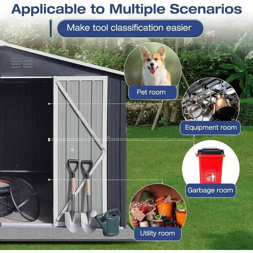 Waterproof 10'x8' Metal Outdoor Storage Shed with Door & Lock - Versatile Garden Tool Shed