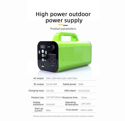 Portable Solar Power Station & Car Jump Starter – 250W/300W Peak, Multi-Functional for Outdoor Use