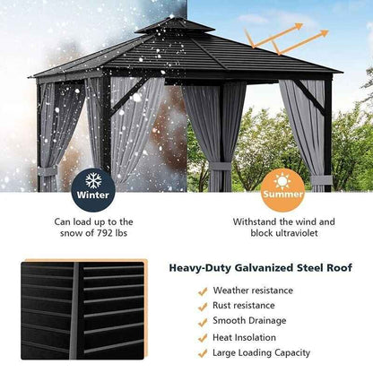 All-Season 10x10 Ft Hardtop Double-Roof Gazebo with Steel Top – Perfect for Outdoor Leisure