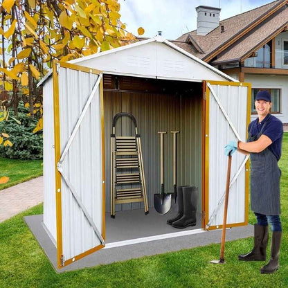 Sturdy 6x4 FT Metal Outdoor Storage Shed for Garden, Bike, and Tools