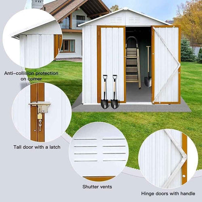 Sturdy 6x4 FT Metal Outdoor Storage Shed for Garden, Bike, and Tools