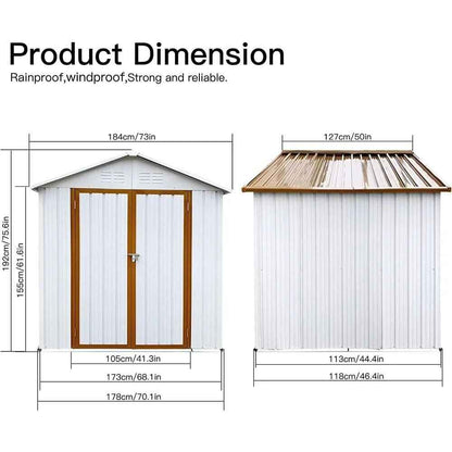 Sturdy 6x4 FT Metal Outdoor Storage Shed for Garden, Bike, and Tools