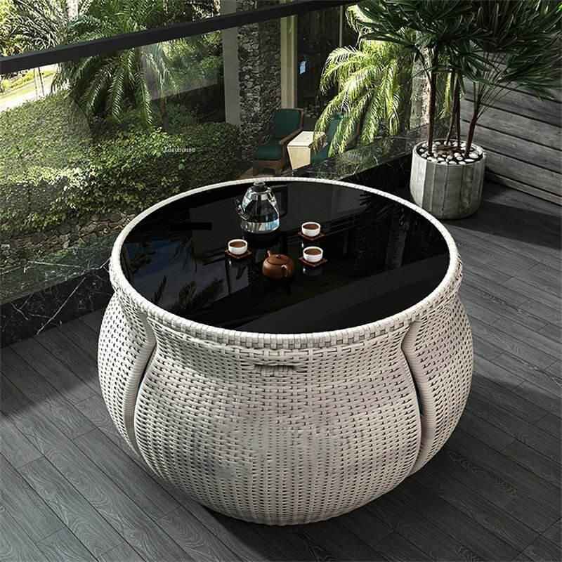 Modern Minimalist Rattan 4-Person Outdoor Dining Set