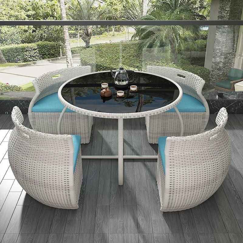 Modern Minimalist Rattan 4-Person Outdoor Dining Set