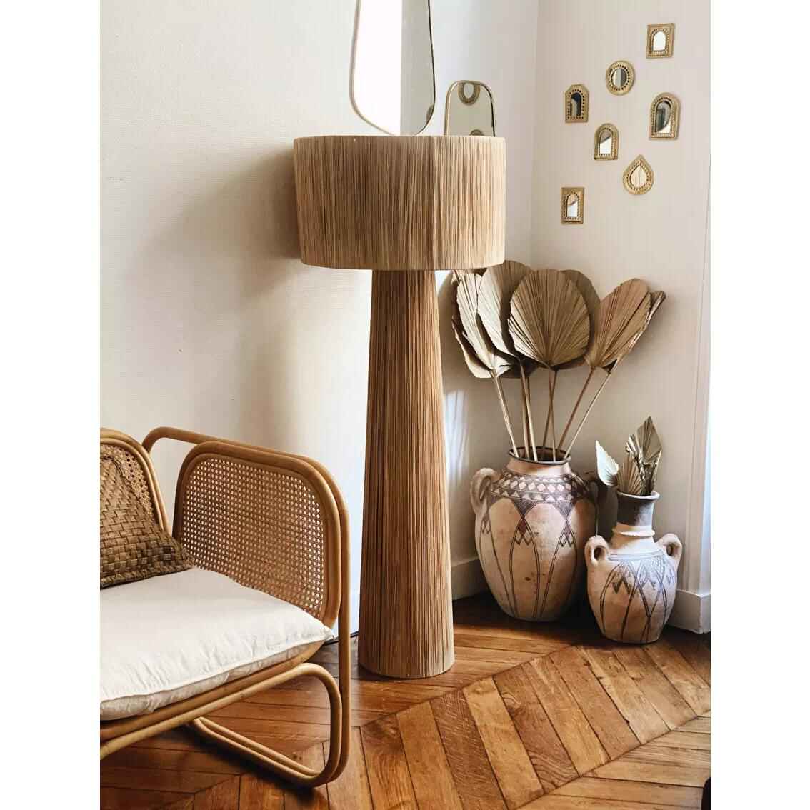 Modern Handmade Rattan Floor Lamp – Artistic Corner Light Fixture