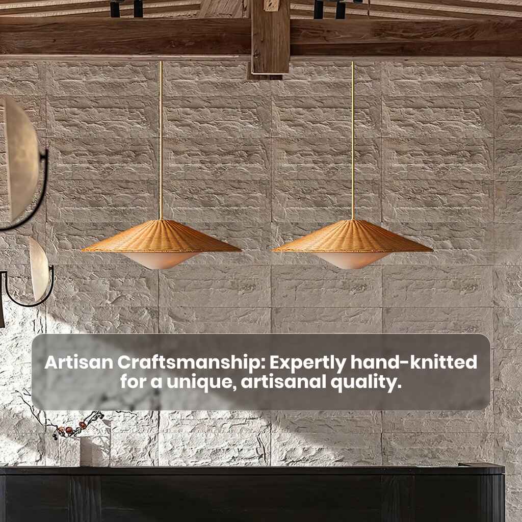 Modern Handmade Rattan LED Pendant Lamp – Artisanal Elegance for Home & Hospitality