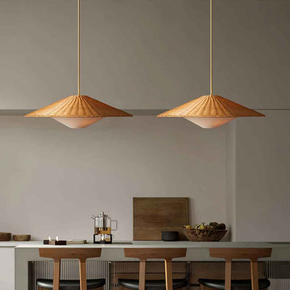 Modern Handmade Rattan LED Pendant Lamp – Artisanal Elegance for Home & Hospitality