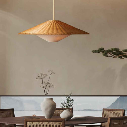 Modern Handmade Rattan LED Pendant Lamp – Artisanal Elegance for Home & Hospitality