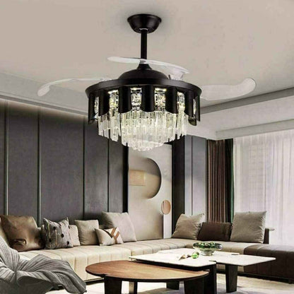 Luxury 42″ Crystal Ceiling Fan with Dimmable LED Light & Invisible Blades