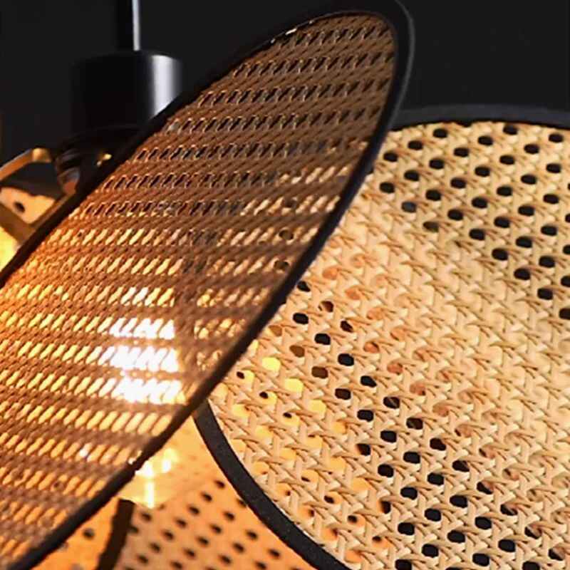 Contemporary Rattan Wicker Floor Lamp – Elegant Iron Lighting for Home Decor