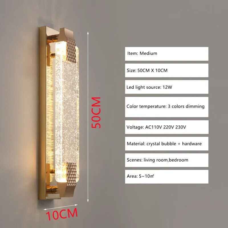 Luxury Crystal LED Wall Lamp – Modern Zinc Alloy Decor Light for Indoor Spaces