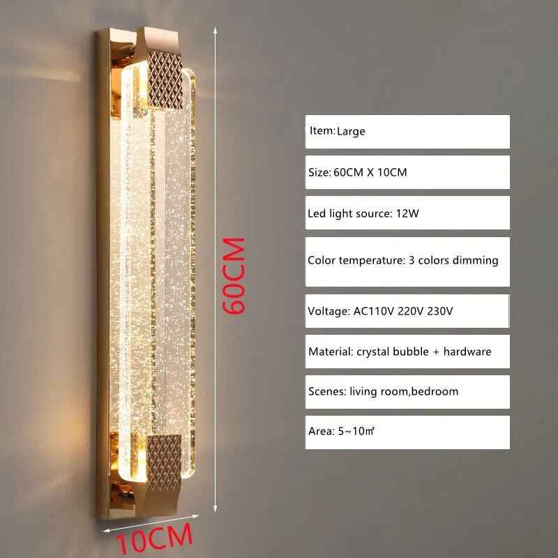 Luxury Crystal LED Wall Lamp – Modern Zinc Alloy Decor Light for Indoor Spaces