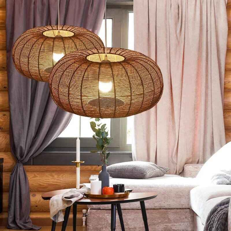 Handmade Rattan LED Pendant Lamp – Elegant, Modern Lighting for Home and Hospitality