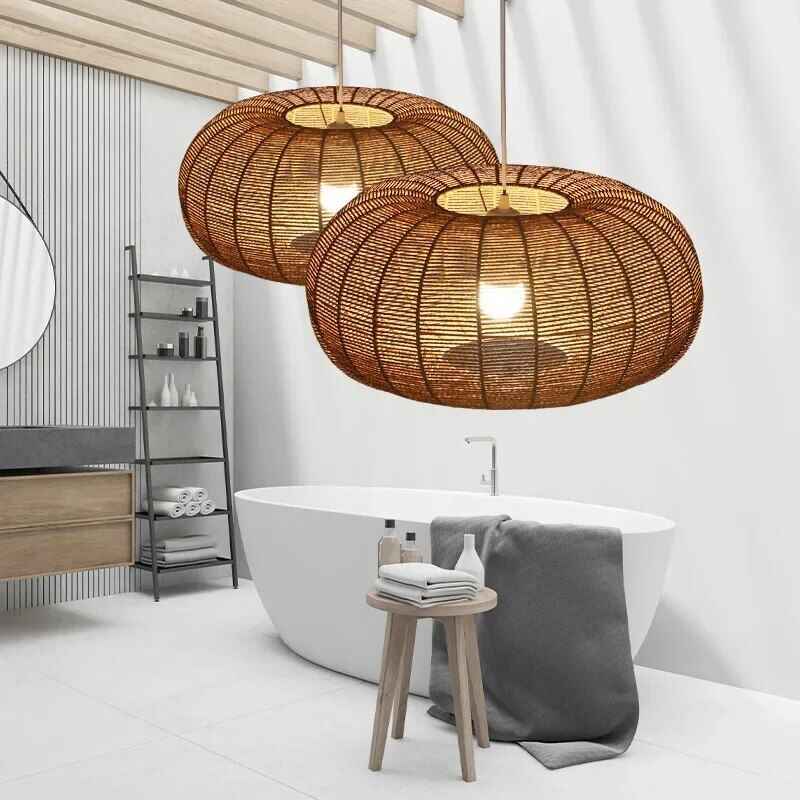 Handmade Rattan LED Pendant Lamp – Elegant, Modern Lighting for Home and Hospitality