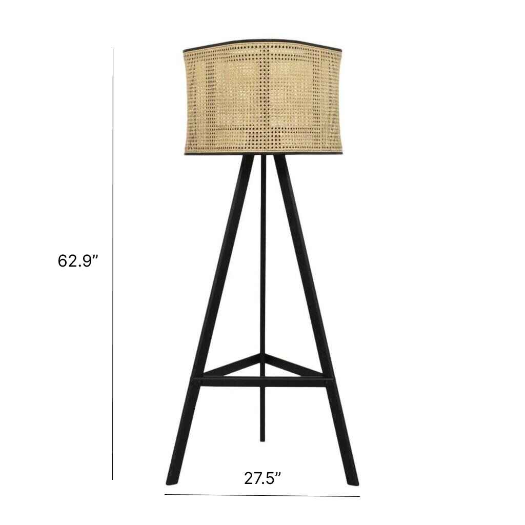 Scandinavian Ash Wood Rattan Floor Lamp: Elegant, Artistic Home Lighting