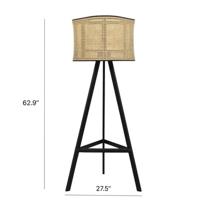 Scandinavian Ash Wood Rattan Floor Lamp: Elegant, Artistic Home Lighting