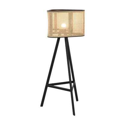 Scandinavian Ash Wood Rattan Floor Lamp: Elegant, Artistic Home Lighting