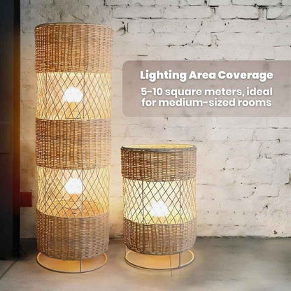 Contemporary Japanese Rattan LED Floor Lamp – Zen Style Lighting for Home