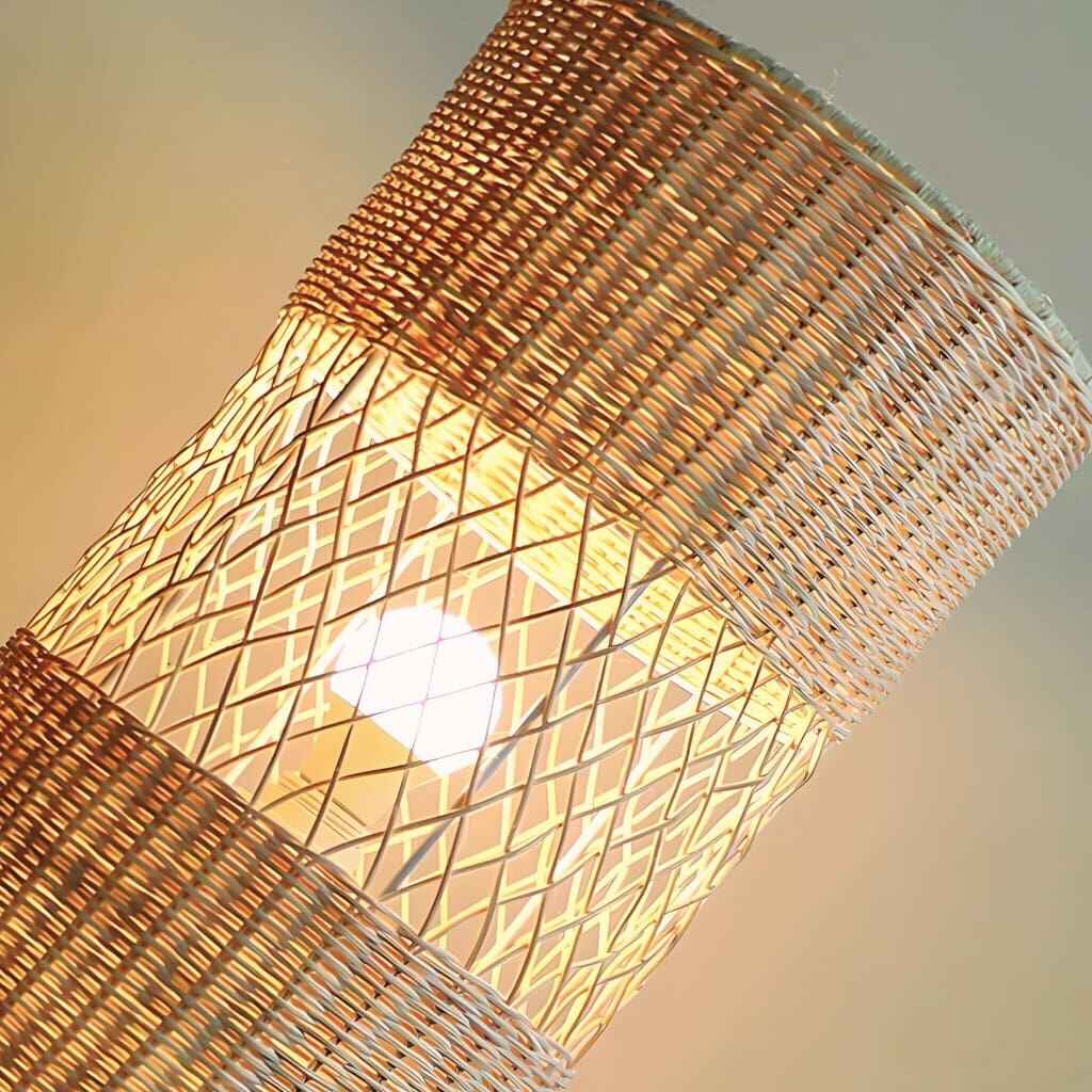 Contemporary Japanese Rattan LED Floor Lamp – Zen Style Lighting for Home