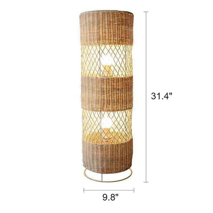 Contemporary Japanese Rattan LED Floor Lamp – Zen Style Lighting for Home