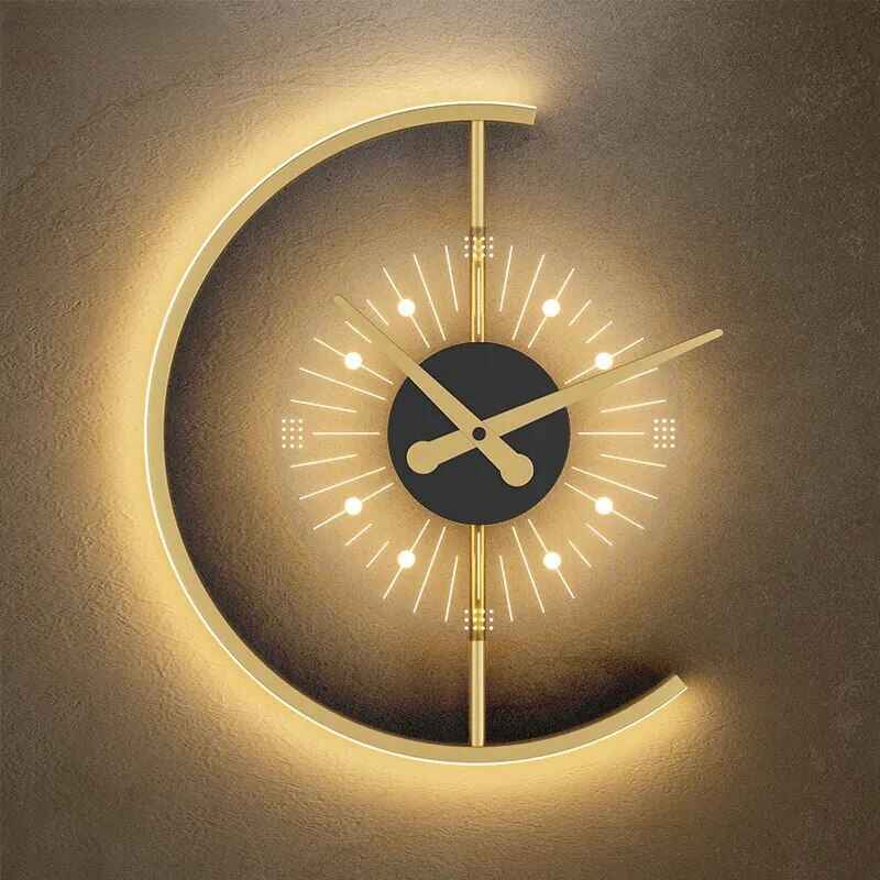 Minimalist LED Wall Lamp with Built-in Clock – Modern Home Lighting Decor