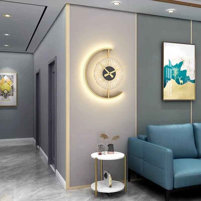 Minimalist LED Wall Lamp with Built-in Clock – Modern Home Lighting Decor