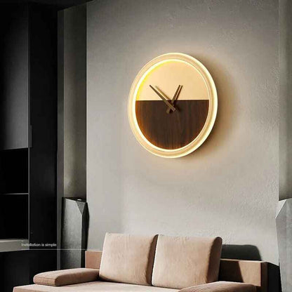 Minimalist LED Wall Lamp with Built-in Clock – Modern Home Lighting Decor