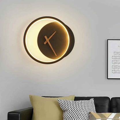 Minimalist LED Wall Lamp with Built-in Clock – Modern Home Lighting Decor