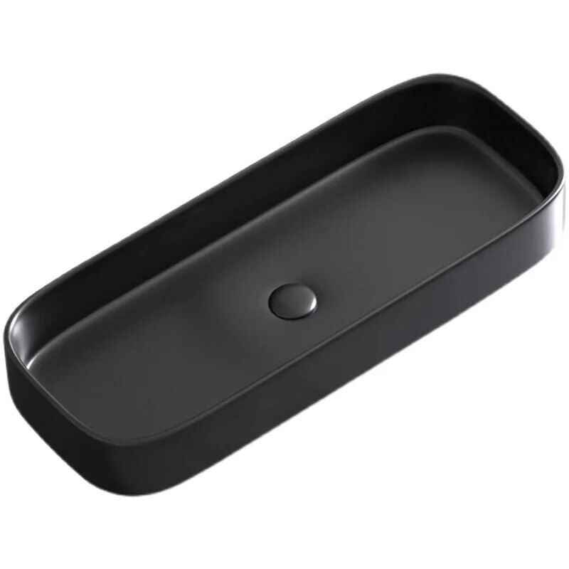 Matte Black High-Quality Ceramic Wash Basin – Elegant Rectangular Countertop Sink