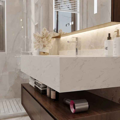 Modern Marble Surface Smart LED Bathroom Mirror Cabinet and Sink Set