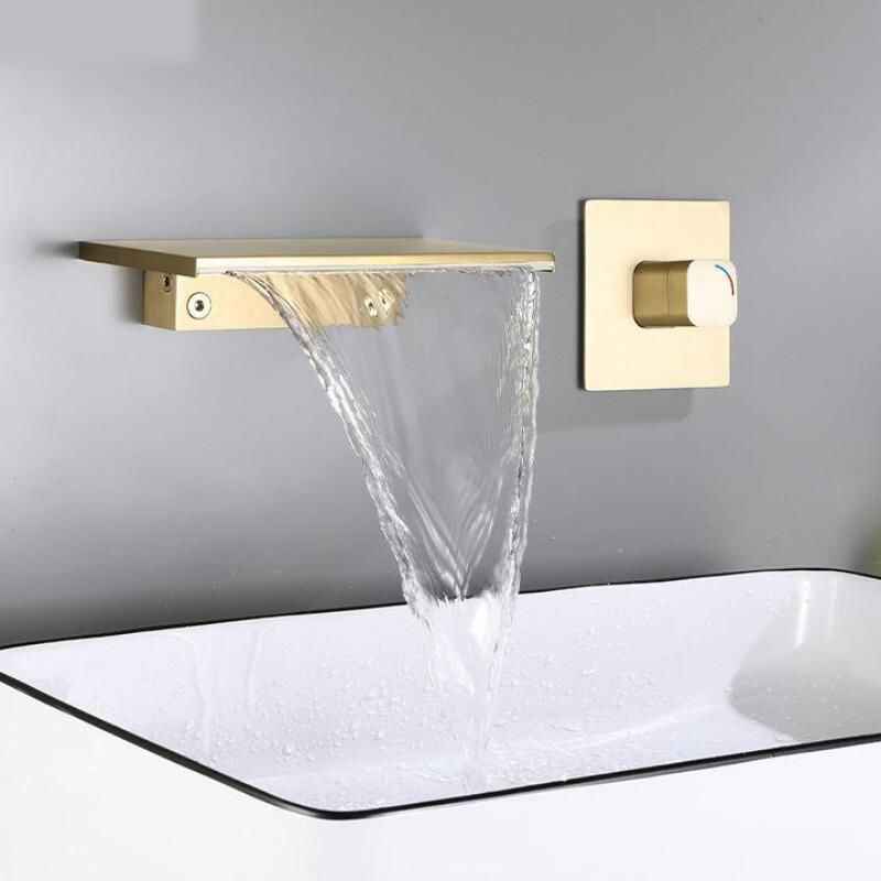 Contemporary Chrome Waterfall Bathroom Faucet – Wall Mounted Single Handle