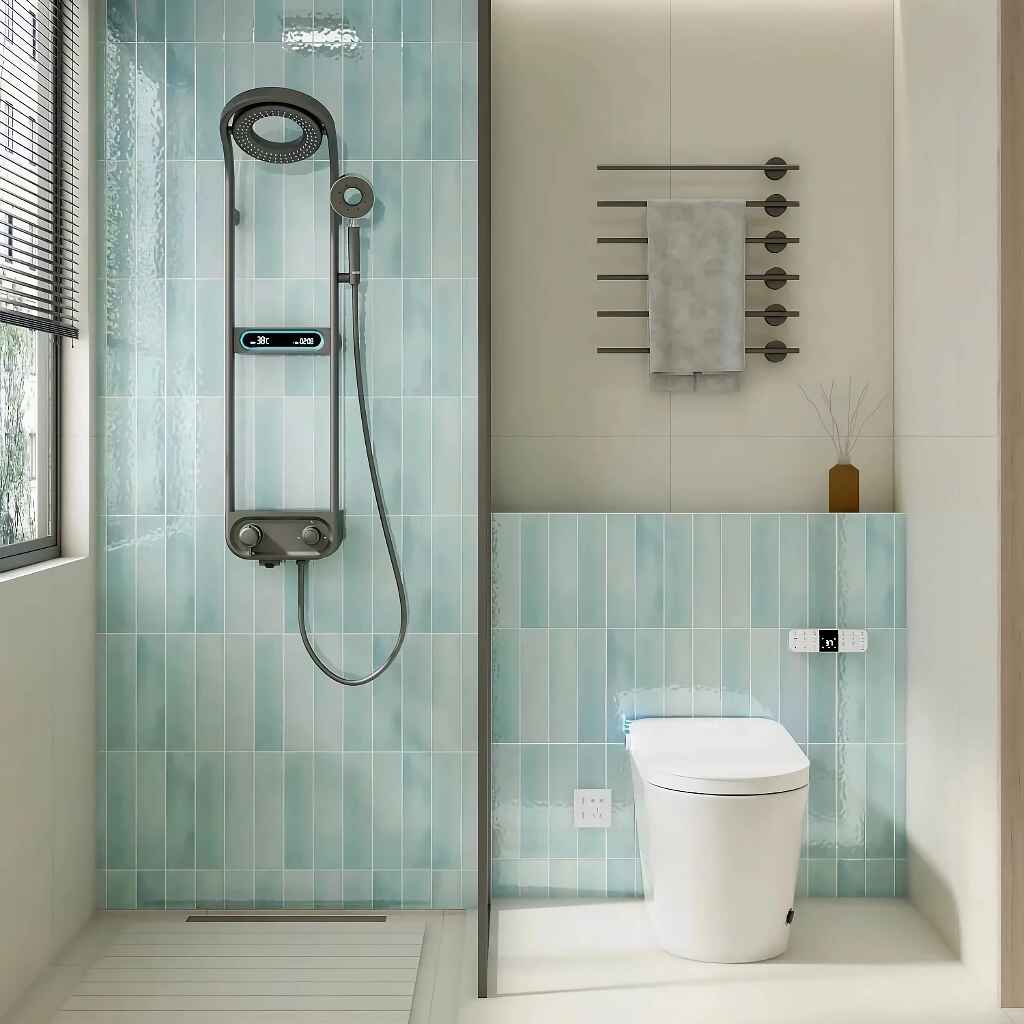 Digital Display Rotatable Pressurized Shower Head Rain Shower