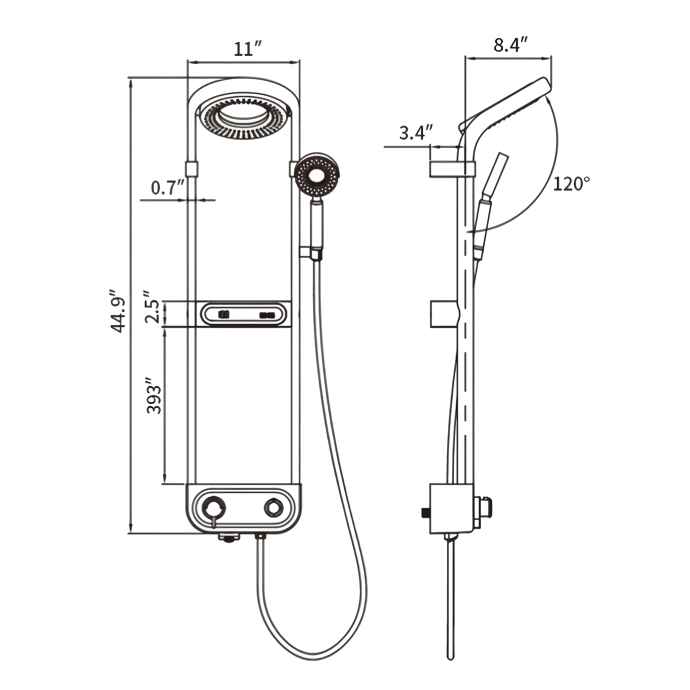 Digital Display Rotatable Pressurized Shower Head Rain Shower