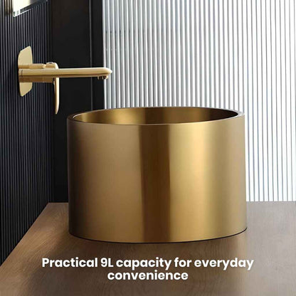 Gold Stainless Steel Round Countertop Basin with Drainer