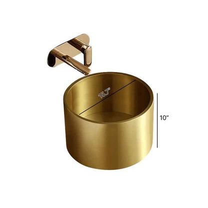 Gold Stainless Steel Round Countertop Basin with Drainer