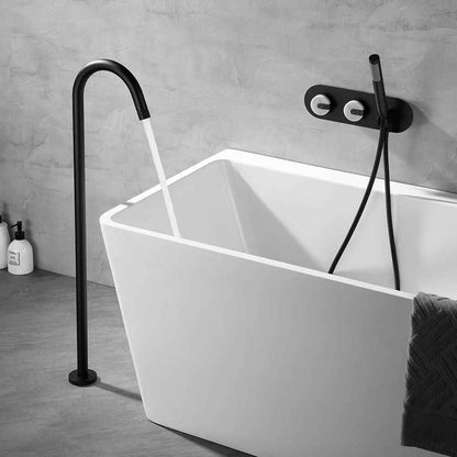 Luxury Freestanding Dual Handle Bathtub Faucet with Handheld Shower