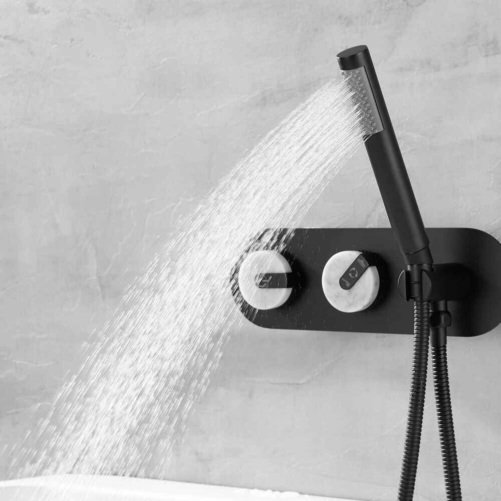 Luxury Freestanding Dual Handle Bathtub Faucet with Handheld Shower