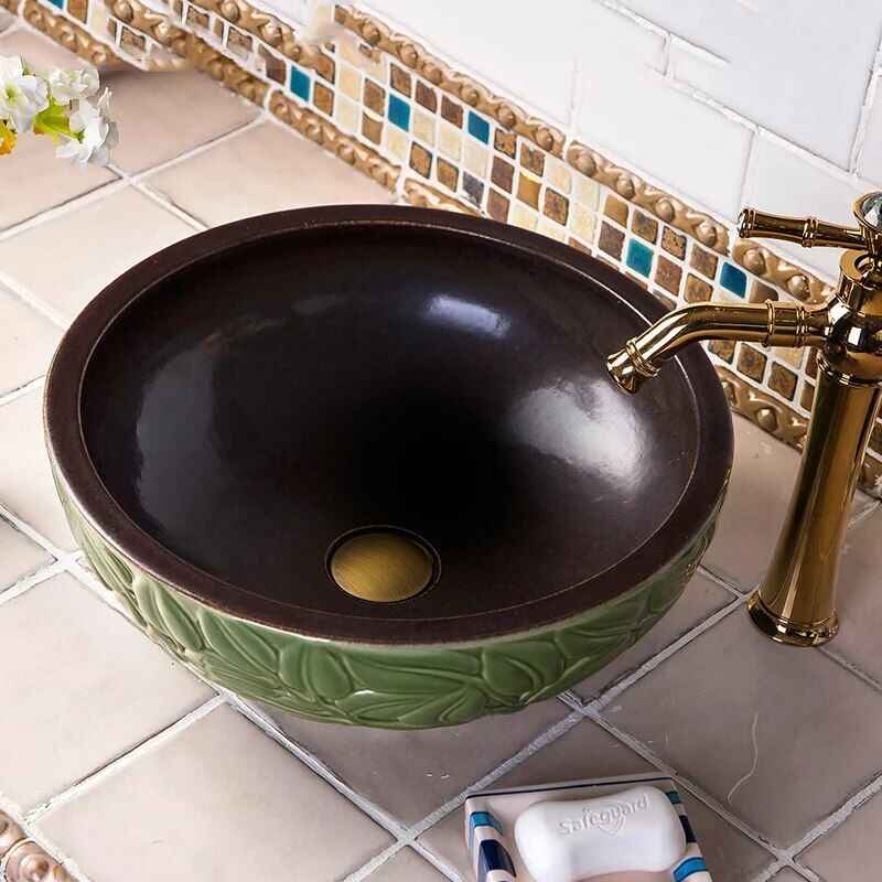 Handcrafted Porcelain Ceramic Basin – Elegant Countertop Round Sink