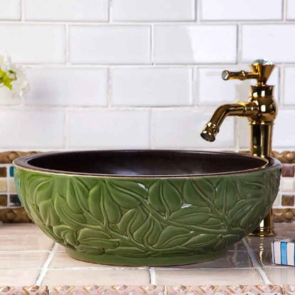 Handcrafted Porcelain Ceramic Basin – Elegant Countertop Round Sink