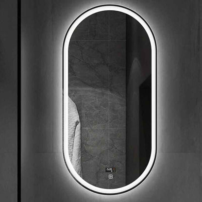 Smart Oval LED Illuminated Bathroom Mirror with Voice Control and Body Sensor