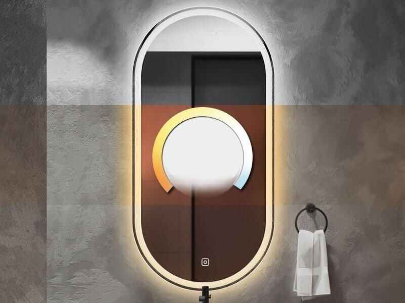 Smart Oval LED Illuminated Bathroom Mirror with Voice Control and Body Sensor