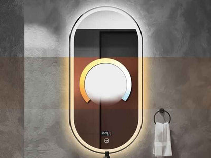 Smart Oval LED Illuminated Bathroom Mirror with Voice Control and Body Sensor