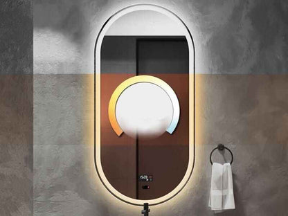 Smart Oval LED Illuminated Bathroom Mirror with Voice Control and Body Sensor